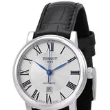 Tissot Carson Premium Automatic Lady Silver Dial Black Leather Strap Watch for Women - T122.207.16.033.00