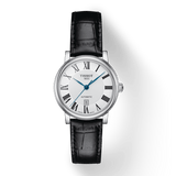 Tissot Carson Premium Automatic Lady Silver Dial Black Leather Strap Watch for Women - T122.207.16.033.00