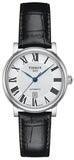 Tissot Carson Premium Automatic Lady Silver Dial Black Leather Strap Watch for Women - T122.207.16.033.00