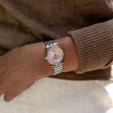 Tissot Carson Premium Lady Mother of Pearl Pink Dial Silver Steel Strap Watch For Women - T122.210.11.159.00