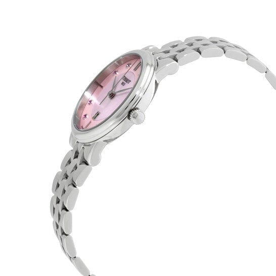 Tissot Carson Premium Lady Mother of Pearl Pink Dial Silver Steel Strap Watch For Women - T122.210.11.159.00