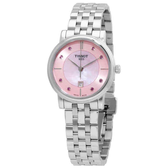 Tissot Carson Premium Lady Mother of Pearl Pink Dial Silver Steel Strap Watch For Women - T122.210.11.159.00