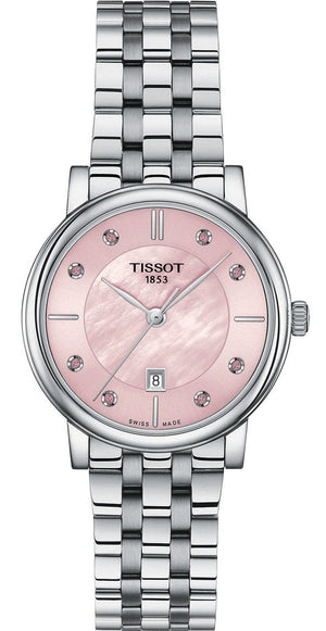 Tissot Carson Premium Lady Mother of Pearl Pink Dial Silver Steel Strap Watch For Women - T122.210.11.159.00