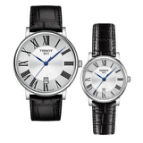 Tissot Carson Premium Lady Silver Dial Black Leather Strap Watch For Women - T122.210.16.033.00