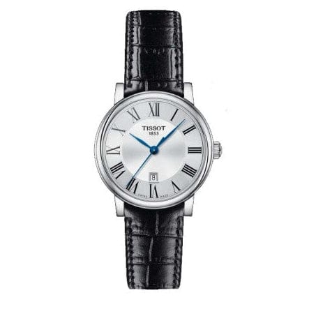 Tissot Carson Premium Lady Silver Dial Black Leather Strap Watch For Women - T122.210.16.033.00