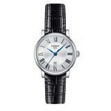 Tissot Carson Premium Lady Silver Dial Black Leather Strap Watch For Women - T122.210.16.033.00
