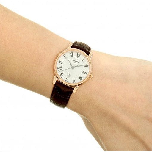 Tissot Carson Premium Lady Silver Dial Brown Leather Strap Watch For Women - T122.210.36.033.00
