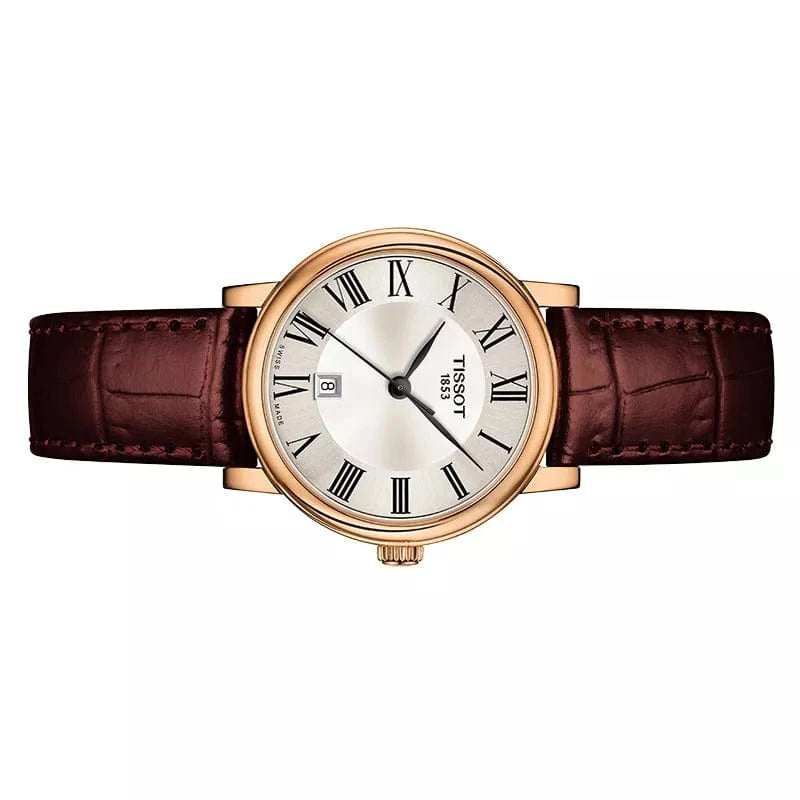 Tissot Carson Premium Lady Silver Dial Brown Leather Strap Watch For Women - T122.210.36.033.00