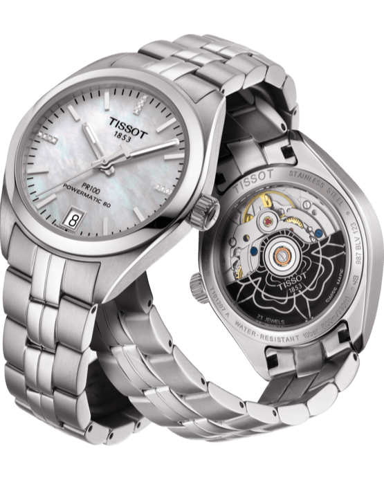 Tissot Chemin Des Tourelles Powermatic 80 Helvetic Silver Dial Silver Steel Strap Watch For Women - T099.207.11.116.00