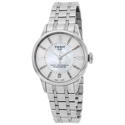 Tissot Chemin Des Tourelles Powermatic 80 Helvetic Silver Dial Silver Steel Strap Watch For Women - T099.207.11.116.00