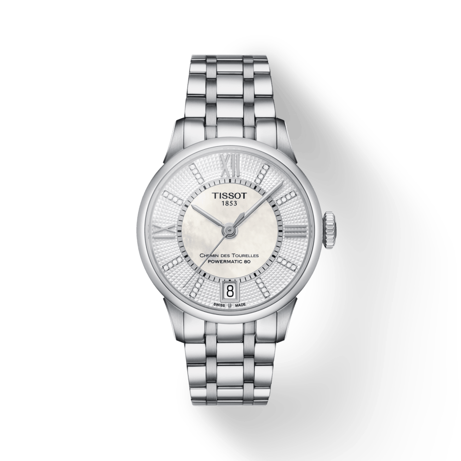 Tissot Chemin Des Tourelles Powermatic 80 Helvetic Silver Dial Silver Steel Strap Watch For Women - T099.207.11.116.00