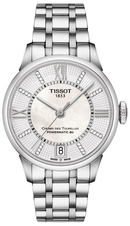 Tissot Chemin Des Tourelles Powermatic 80 Helvetic Silver Dial Silver Steel Strap Watch For Women - T099.207.11.116.00