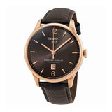 Tissot Chemin Des Tourelles Powermatic 80 Lady Brown Dial Brown Leather Strap Watch For Women - T099.207.36.447.00
