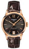 Tissot Chemin Des Tourelles Powermatic 80 Lady Brown Dial Brown Leather Strap Watch For Women - T099.207.36.447.00