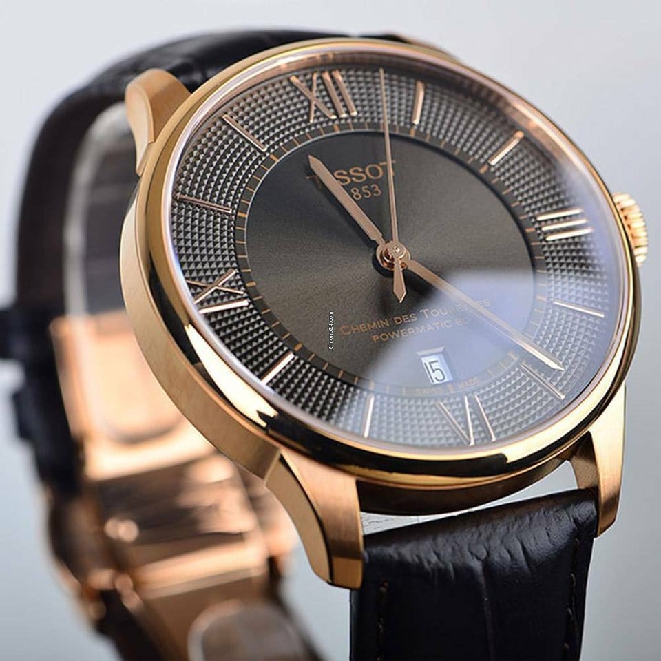 Tissot Chemin Des Tourelles Powermatic 80 Lady Brown Dial Brown Leather Strap Watch For Women - T099.207.36.448.00