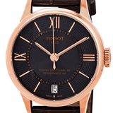 Tissot Chemin Des Tourelles Powermatic 80 Lady Brown Dial Brown Leather Strap Watch For Women - T099.207.36.448.00