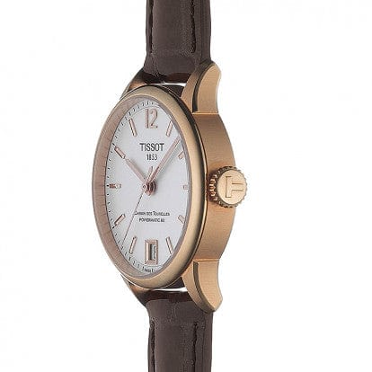 Tissot Chemin Des Tourelles Powermatic 80 Lady Silver Dial Brown Leather Strap Watch For Women - T099.207.36.037.00
