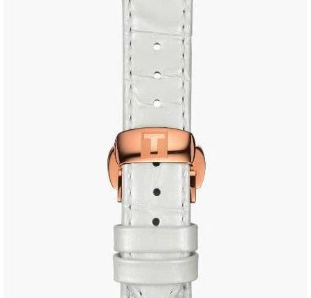 Tissot Chemin Des Tourelles Powermatic 80 Lady Silver Dial White Leather Strap Watch For Women - T099.207.36.118.00