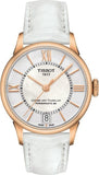 Tissot Chemin Des Tourelles Powermatic 80 Lady Silver Dial White Leather Strap Watch For Women - T099.207.36.118.00