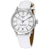 Tissot Chemin Des Tourelles Powermatic 80 Lady White Dial White Leather Strap Watch For Women - T099.207.16.116.00