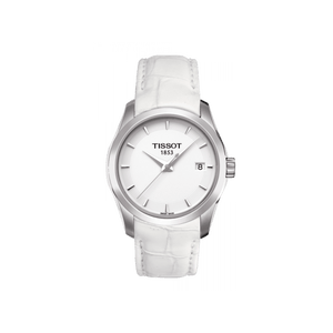 Tissot Couturier Lady Silver Dial White Leather Strap Watch For Women - T035.210.16.011.00