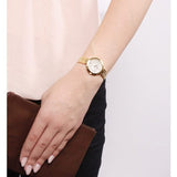 Tissot Flamingo Mother of Pearl White Dial Gold Steel Strap Watch For Women - T094.210.33.111.00