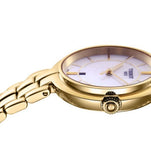 Tissot Flamingo Mother of Pearl White Dial Gold Steel Strap Watch For Women - T094.210.33.111.00