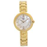 Tissot Flamingo Mother of Pearl White Dial Gold Steel Strap Watch For Women - T094.210.33.111.00