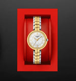 Tissot Flamingo Mother of Pearl White Dial Two Tone Steel Strap Watch For Women - T094.210.22.111.01