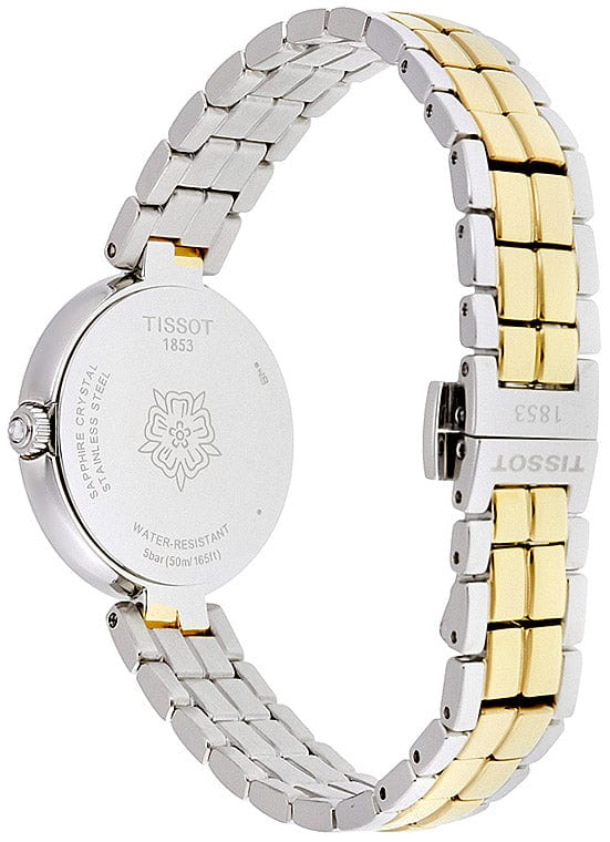 Tissot Flamingo Mother of Pearl White Dial Two Tone Steel Strap Watch For Women - T094.210.22.111.01