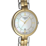 Tissot Flamingo Mother of Pearl White Dial Two Tone Steel Strap Watch For Women - T094.210.22.111.01