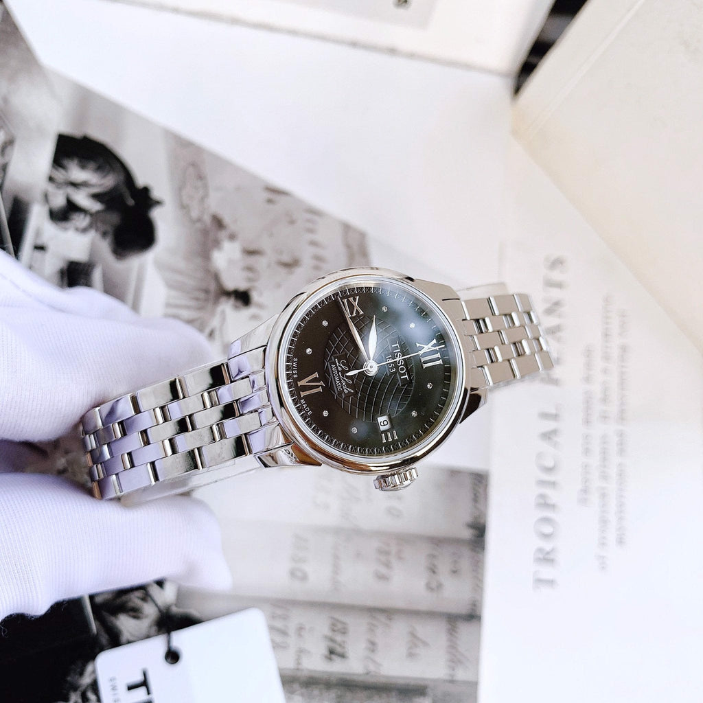 Tissot Le Locle Automatic Lady Black Dial Silver Steel Strap Watch For Women - T41.1.183.56