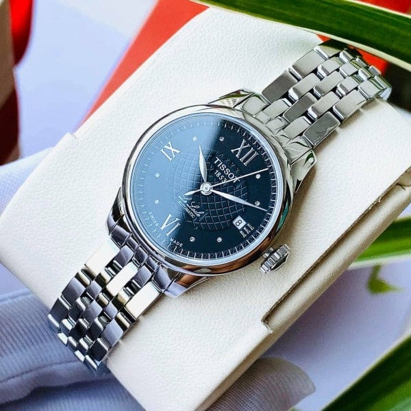 Tissot Le Locle Automatic Lady Black Dial Silver Steel Strap Watch For Women - T41.1.183.56