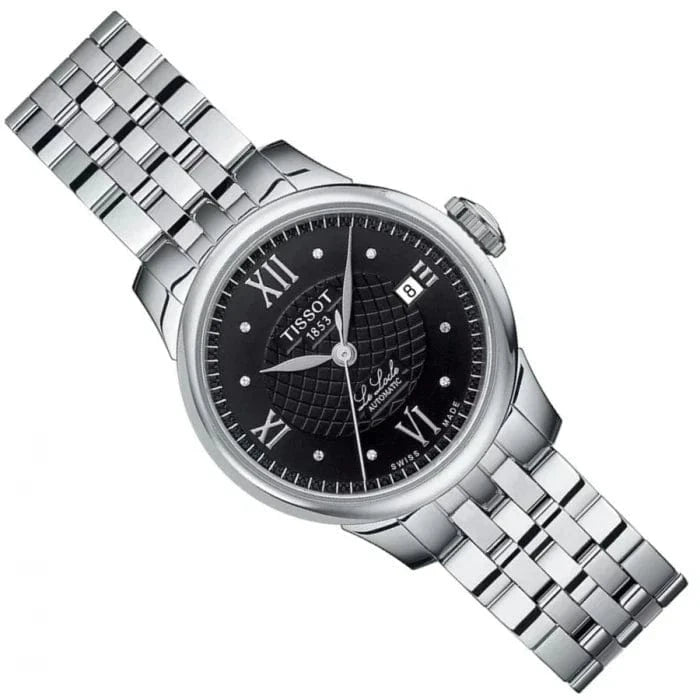 Tissot Le Locle Automatic Lady Black Dial Silver Steel Strap Watch For Women - T41.1.183.56
