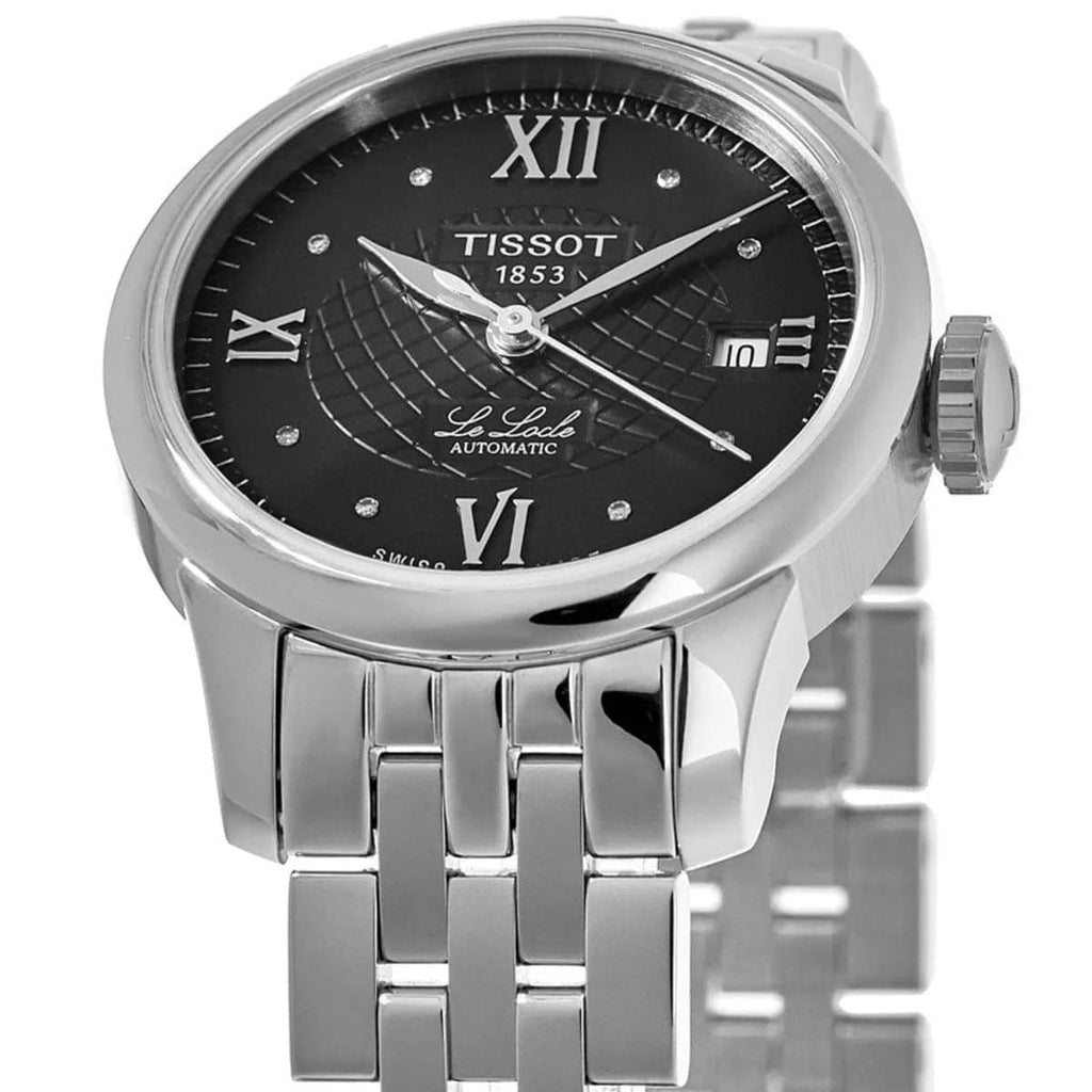Tissot Le Locle Automatic Lady Black Dial Silver Steel Strap Watch For Women - T41.1.183.56