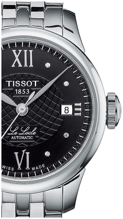 Tissot Le Locle Automatic Lady Black Dial Silver Steel Strap Watch For Women - T41.1.183.56