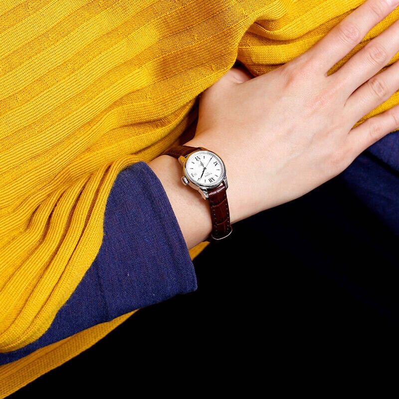 Tissot Le Locle Automatic Lady Silver Dial Brown Leather Strap Watch For Women - T41.1.113.77