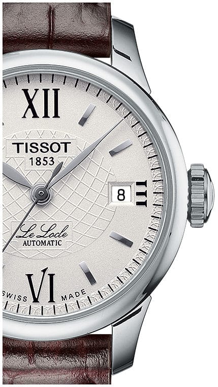 Tissot Le Locle Automatic Lady Silver Dial Brown Leather Strap Watch For Women - T41.1.113.77