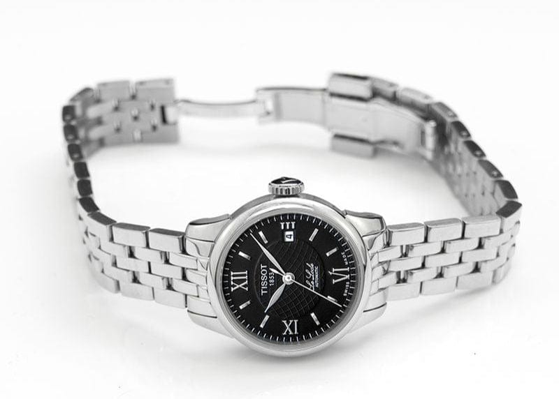 Tissot Le Locle Automatic Small Lady Black Dial Silver Steel Strap Watch For Women - T41.1.183.53