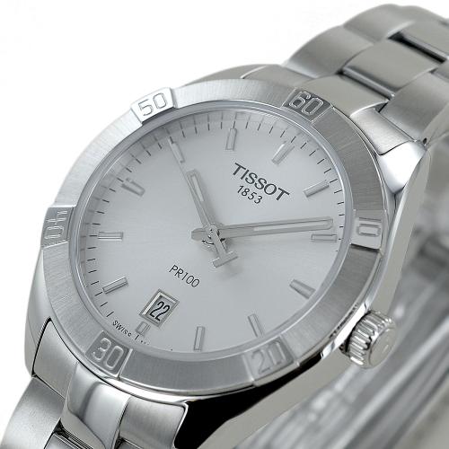 Tissot PR 100 Sport Chic Silver Dial Silver Steel Strap Watch for Women - T101.910.11.031.00
