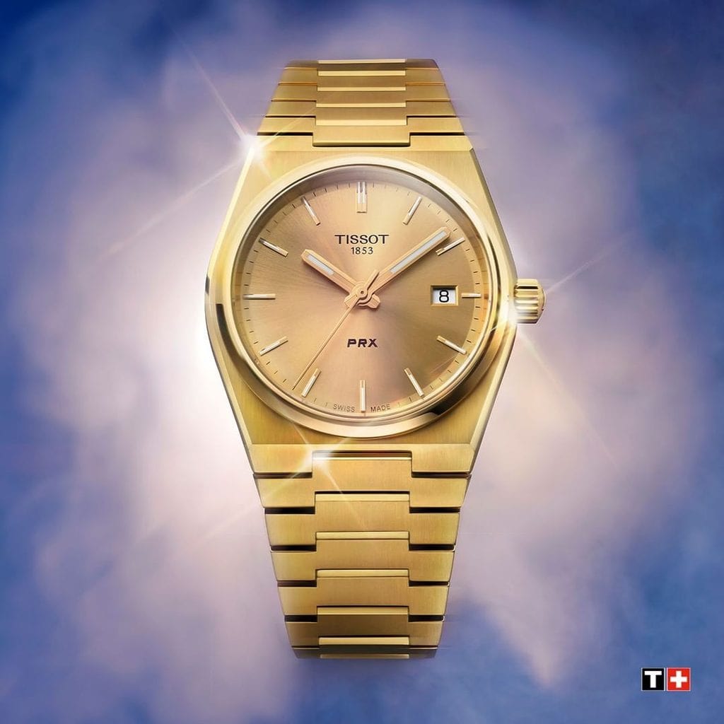 Tissot PRX Gold Dial Gold Steel Strap Watch for Men - T137.210.33.021.00
