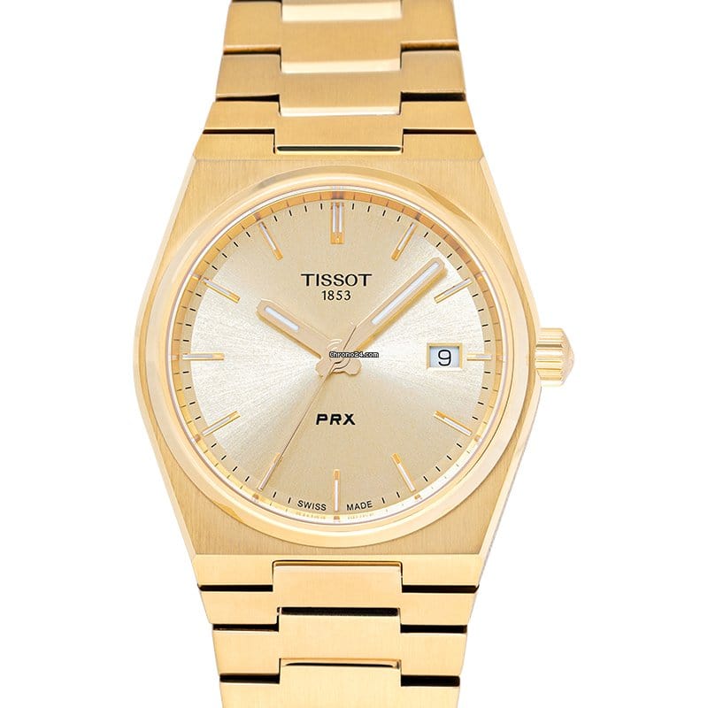 Tissot PRX Gold Dial Gold Steel Strap Watch for Men - T137.210.33.021.00