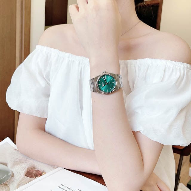 Tissot PRX Green Dial Silver Steel Strap Watch for Women - T137.210.11.081.00