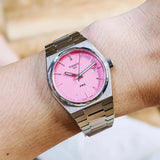 Tissot PRX Quartz Pink Dial Silver Steel Strap Watch for Women - T137.210.11.331.00
