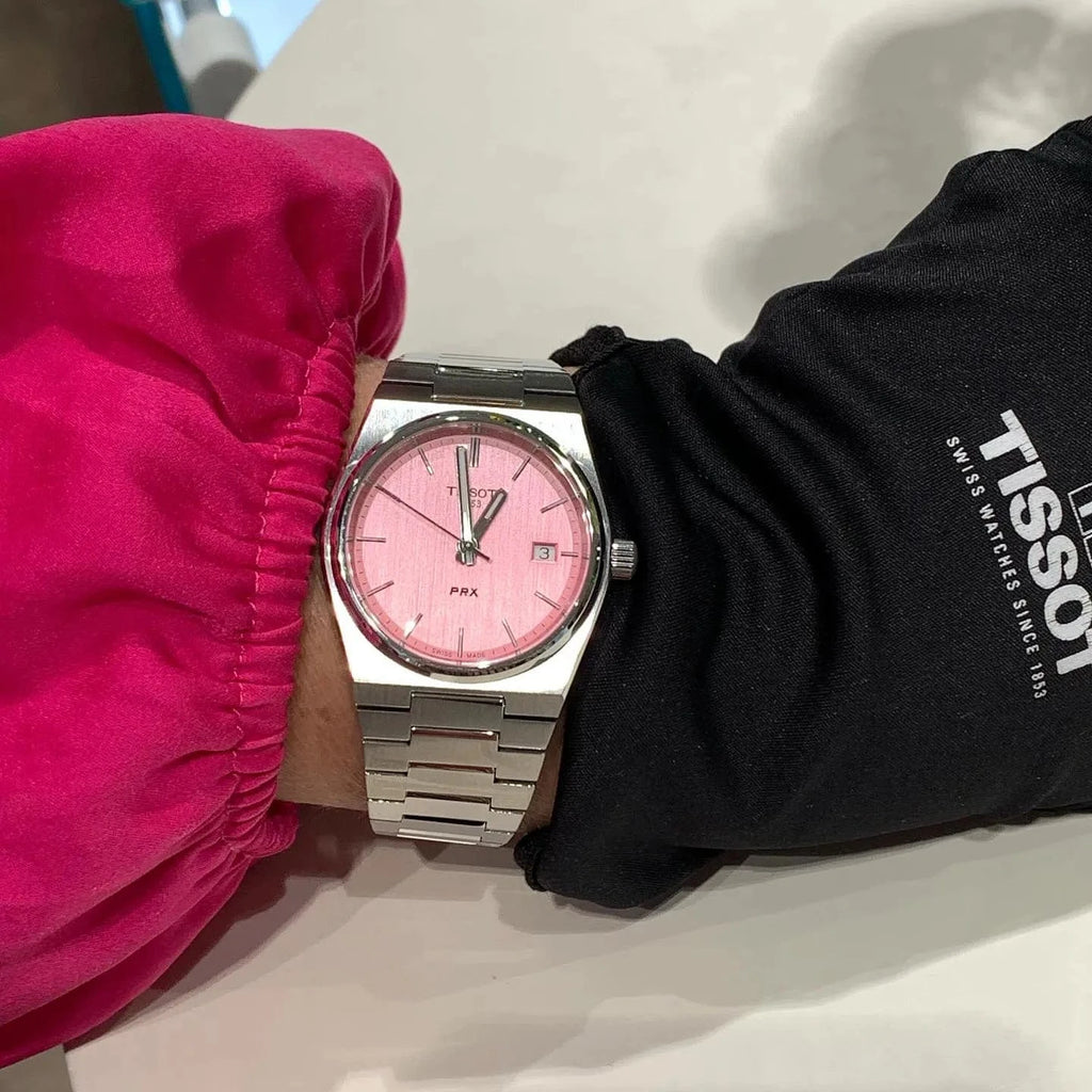 Tissot PRX Quartz Pink Dial Silver Steel Strap Watch for Women - T137.210.11.331.00