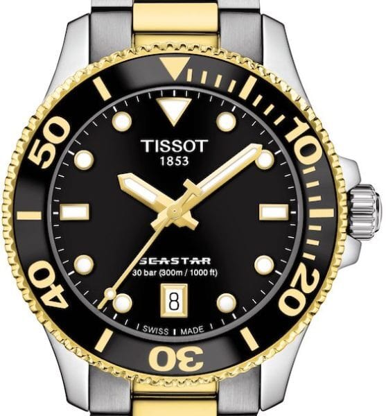 Tissot Seastar 1000 Black Dial Two Tone Steel Strap Watch for Women - T120.210.22.051.00