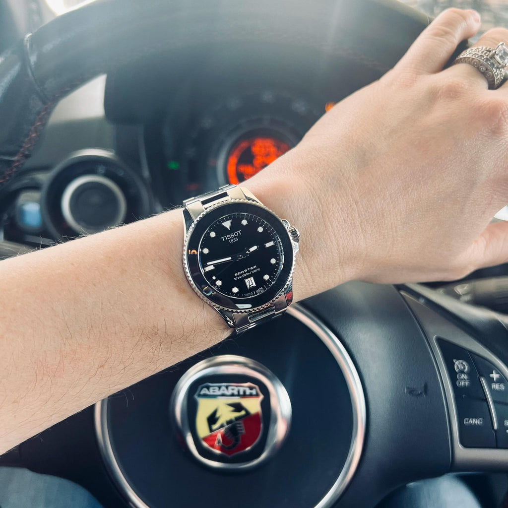 Tissot Seastar 1000 Lady Black Dial Silver Steel Strap Watch for Women - T120.210.11.051.00