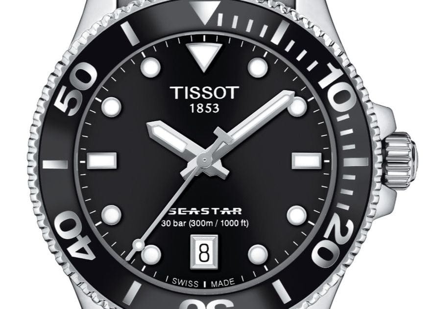 Tissot Seastar 1000 Lady Black Dial Silver Steel Strap Watch for Women - T120.210.11.051.00