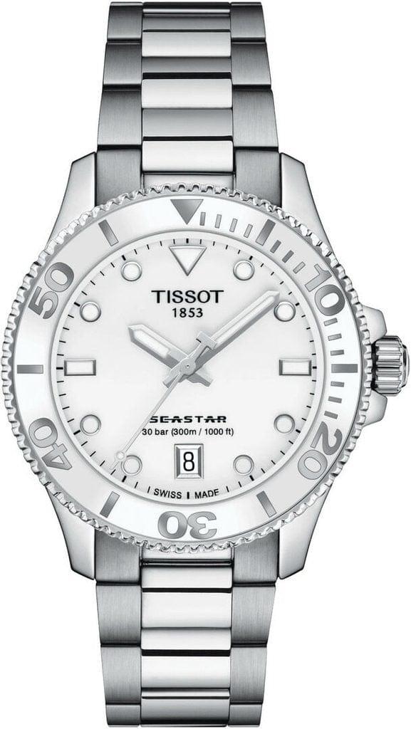 Tissot Seastar 1000 Lady White Dial Silver Steel Strap Unisex Watch - T120.210.11.011.00