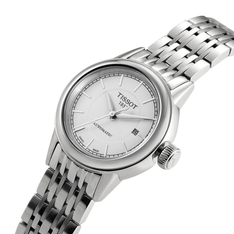 Tissot T Classic Carson Automatic White Dial Silver Steel Strap Watch For Women - T085.207.11.011.00
